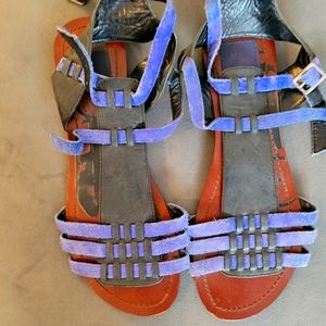 2/$10 Vintage suede colorblock gladiator sandals size 7.5